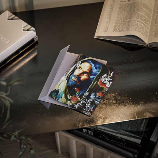 Religious Holiday Card — Serene Jesus Portrait with Butterflies (One-Sided)