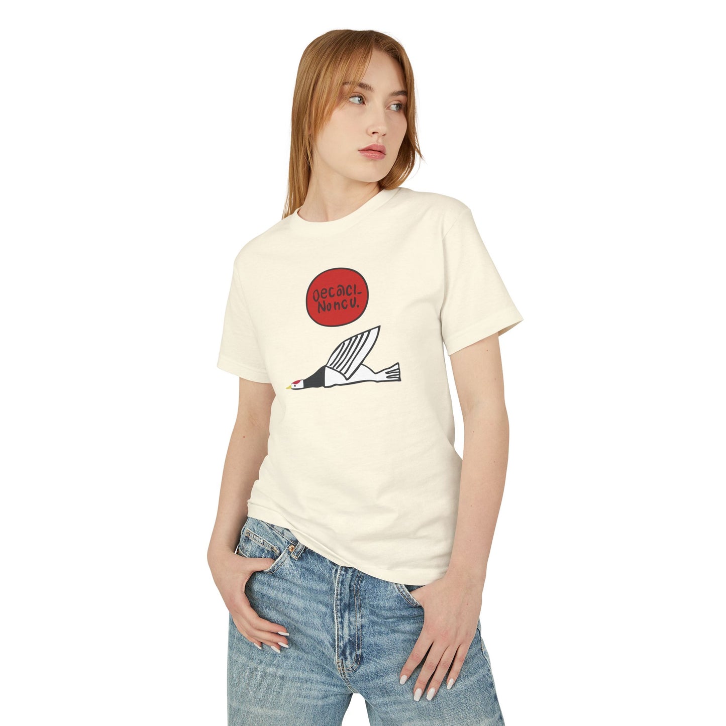 Minimalist Flying Goose Tee — Red Sun Graphic | Vintage-Washed Heavy Cotton
