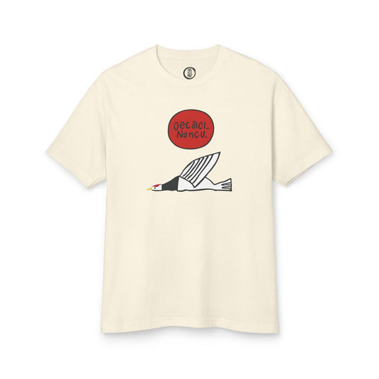 Minimalist Flying Goose Tee — Red Sun Graphic | Vintage-Washed Heavy Cotton